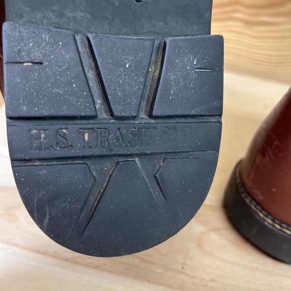 H.S. TRASK & Co Buffalo Hide Boots Mens 8.5 Hand Crafted Brown Green Style 1117 - Picture 14 of 16